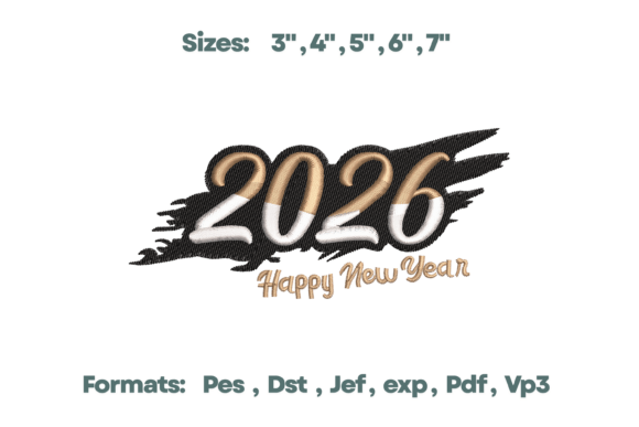 2026 Brush Stroke New Year Embroidery