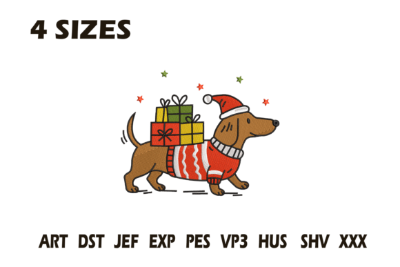 Christmas Dachshund Embroidery