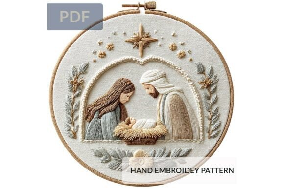 Christmas Holy Family Hand Embroidery