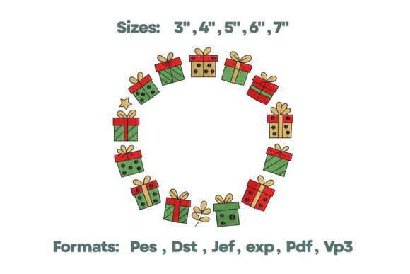 Christmas Presents Wreath Embroidery