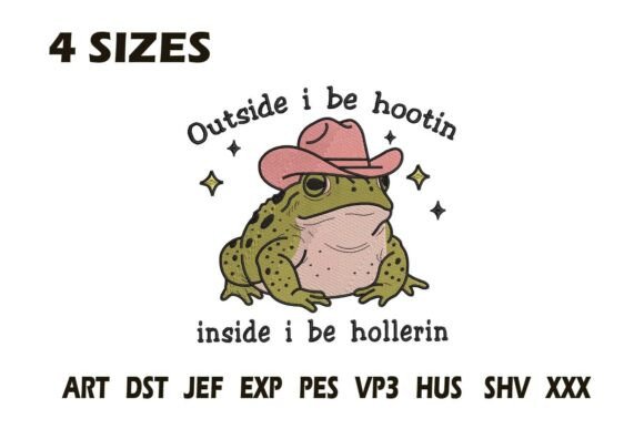 Cowboy Frog Funny Embroidery Design