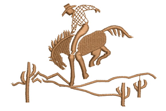 Cowboy Riding Horse Embroidery Design