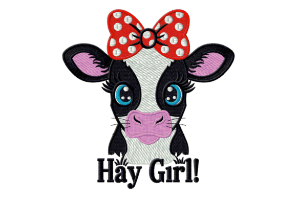 Cute Cow Head Embroidery Design