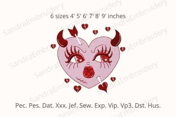 Cute Devil Cupid Embroidery Design