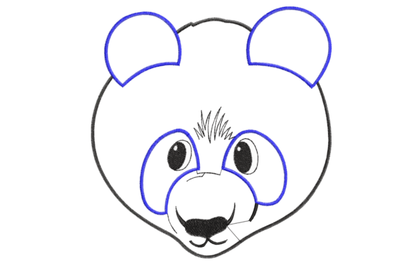 Cute Panda Head Embroidery Design
