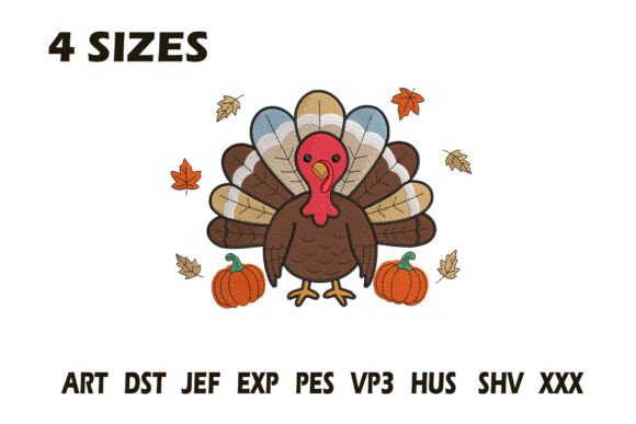 Cute Thanksgiving Turkey Embroidery