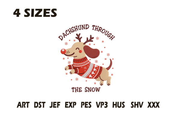 Dachshund Christmas Embroidery