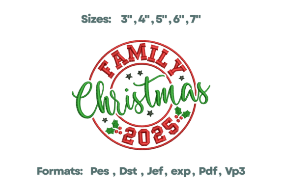 Family Christmas 2025 Embroidery Design