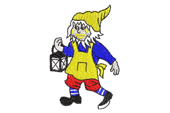 Gnome with Lantern Embroidery Design
