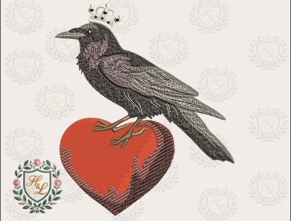 Gothic Crow Heart Embroidery Files