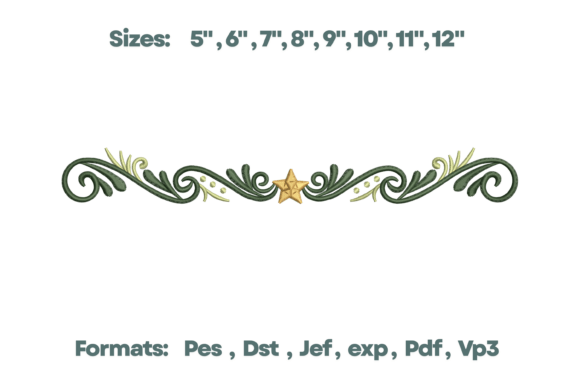 Greenery Star Scroll Border Embroidery