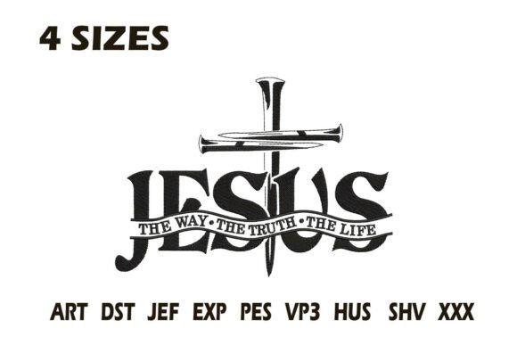 Jesus the Way Truth Life Embroidery