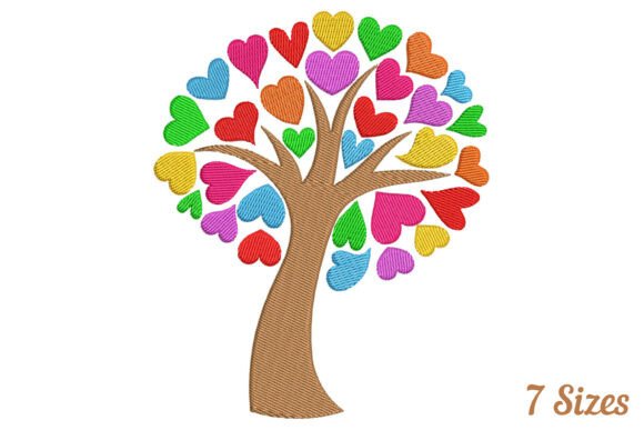 Love Heart Tree Embroidery Design