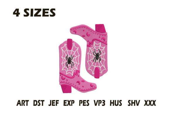 Pink Spider Web Boots Embroidery