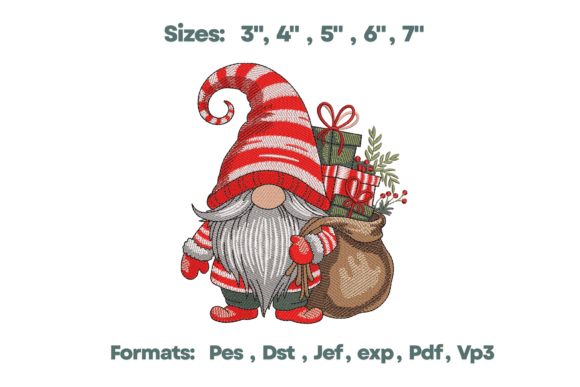 Santa Gnome Gift Sack Embroidery Design