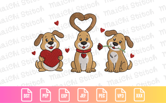 Valentine Puppies Embroidery